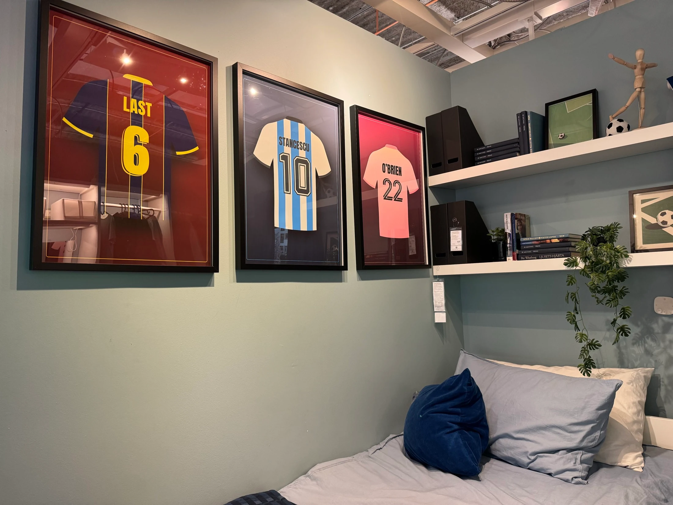 Custom jersey illustrations printed for an IKEA room display